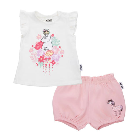 Flower Wreath Shorts Set Pink